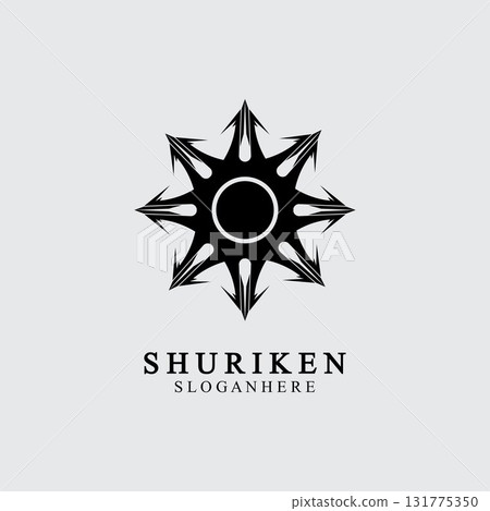 ninja shuriken black solid icon modern design, isolated on white background. flat style for graphic design template. suitable for logo, web, UI, mobile app. vector illustration 131775350