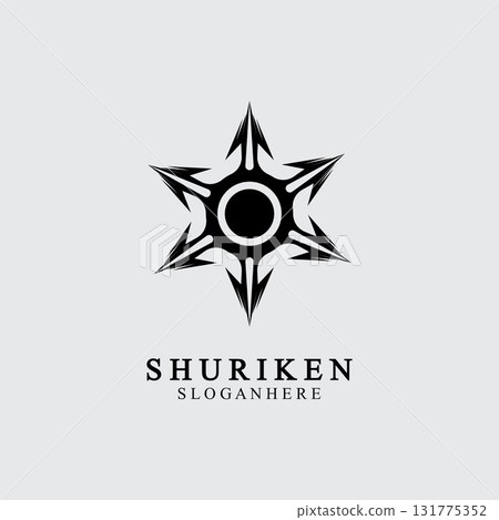 ninja shuriken black solid icon modern design, isolated on white background. flat style for graphic design template. suitable for logo, web, UI, mobile app. vector illustration 131775352