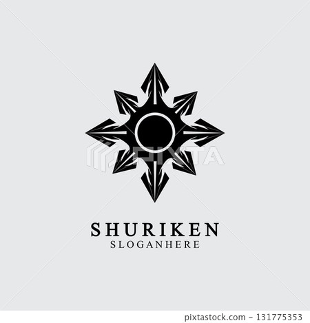 ninja shuriken black solid icon modern design, isolated on white background. flat style for graphic design template. suitable for logo, web, UI, mobile app. vector illustration 131775353