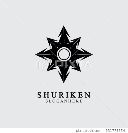 ninja shuriken black solid icon modern design, isolated on white background. flat style for graphic design template. suitable for logo, web, UI, mobile app. vector illustration 131775354