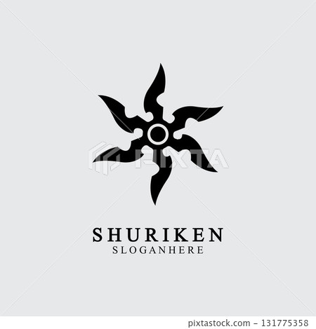 ninja shuriken black solid icon modern design, isolated on white background. flat style for graphic design template. suitable for logo, web, UI, mobile app. vector illustration 131775358