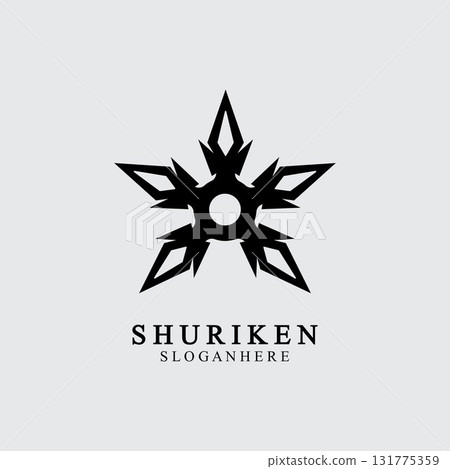 ninja shuriken black solid icon modern design, isolated on white background. flat style for graphic design template. suitable for logo, web, UI, mobile app. vector illustration 131775359