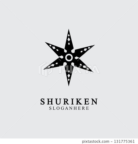 ninja shuriken black solid icon modern design, isolated on white background. flat style for graphic design template. suitable for logo, web, UI, mobile app. vector illustration 131775361