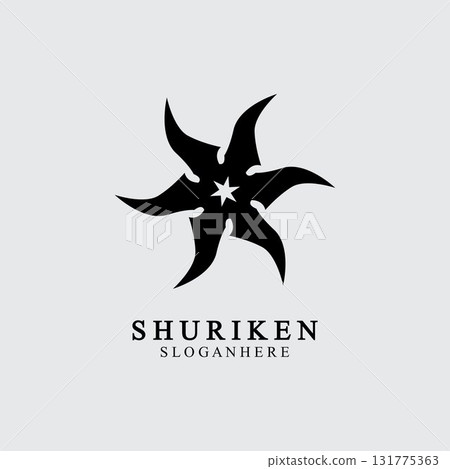 ninja shuriken black solid icon modern design, isolated on white background. flat style for graphic design template. suitable for logo, web, UI, mobile app. vector illustration 131775363