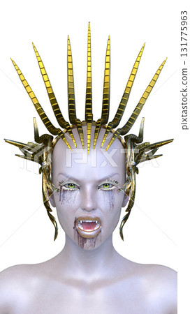 Female vampire face close up 131775963