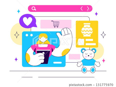 Online Marketplace For Handmade Goods Illustration Featuring a Platform That Allows Craftsmen to Sell Unique Handmade Products to Consumers Online Marketplace For Handmade Goods Illustration Featuring a Platform That Allows Craftsmen to Sell Unique Handmade Products to Consumers 131775970