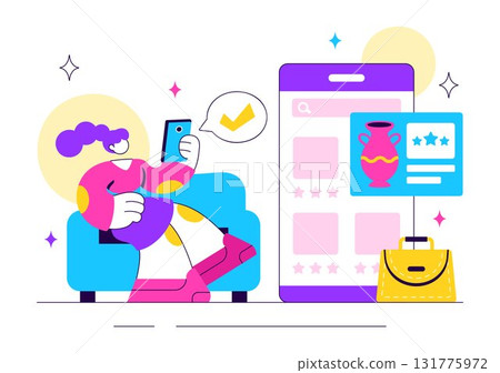 Online Marketplace For Handmade Goods Illustration Featuring a Platform That Allows Craftsmen to Sell Unique Handmade Products to Consumers Online Marketplace For Handmade Goods Illustration Featuring a Platform That Allows Craftsmen to Sell Unique Handmade Products to Consumers 131775972