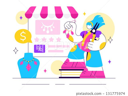 Online Marketplace For Handmade Goods Illustration Featuring a Platform That Allows Craftsmen to Sell Unique Handmade Products to Consumers Online Marketplace For Handmade Goods Illustration Featuring a Platform That Allows Craftsmen to Sell Unique Handmade Products to Consumers 131775974