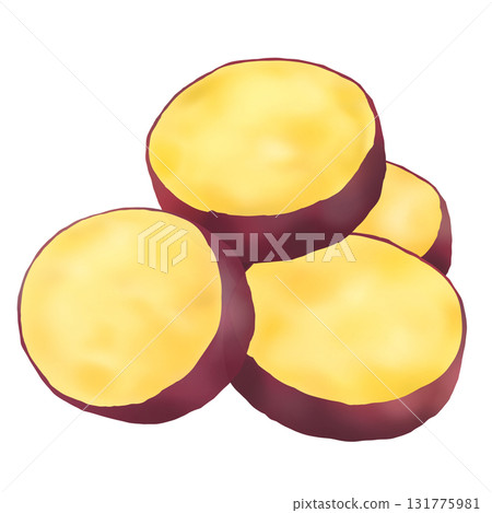Simple illustration of steamed sweet potato (sliced) 131775981
