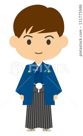 Illustration of a man wearing a haori and hakama 131775986