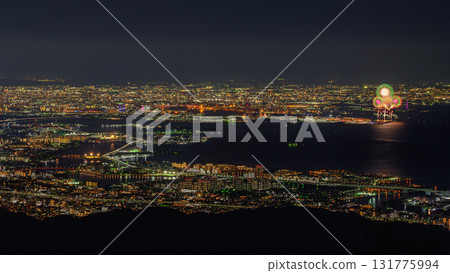 Night view from Mt. Rokko and Expo fireworks 131775994