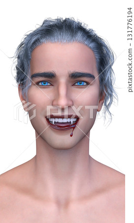 男性吸血鬼臉部特寫 131776194