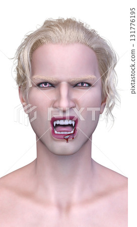 男性吸血鬼臉部特寫 131776195