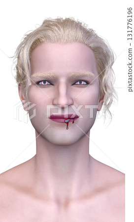 男性吸血鬼臉部特寫 131776196