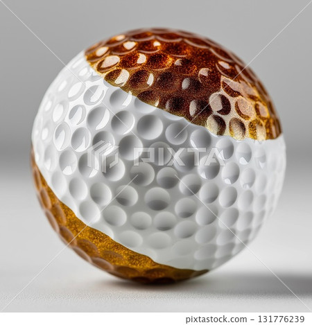 Designer Golf Ball with Honeycomb Pattern on Gray Background 131776239