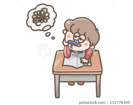 Illustration of a boy looking bored Illustration of a boy looking bored 131776300