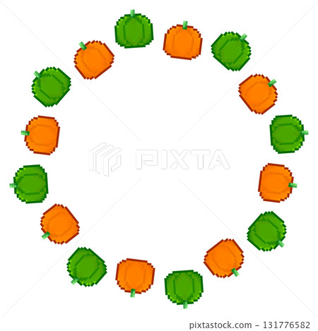 Pumpkin pixel art Halloween circle frame material / game-style Halloween background Pumpkin pixel art Halloween circle frame material / game-style Halloween background 131776582