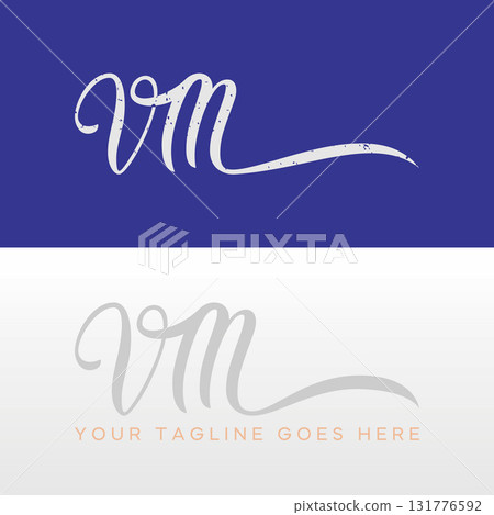 Logo design graphic concept creative premium vector stock image top sell letter VM handwritten typography stylist artistic to feminine unique branding 131776592