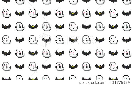 Retro game-style Halloween pixel art seamless pattern 131776939