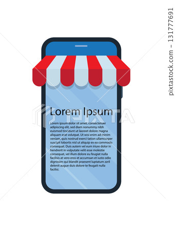 Smartphone mockup with store awning stock illustration Smartphone mockup with store awning stock illustration 131777691