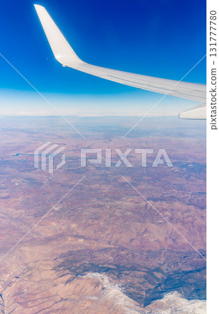 Aerial view on arabian desert and Red sea mountains from airplane Aerial view on arabian desert and Red sea mountains from airplane 131777780