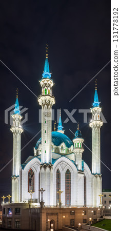 Kul Sharif mosque in Kazan Kremlin, Tatarstan, Russia. It is tourist attraction of Kazan. Kremlin. The main attraction of the city of Kazan. 131778192