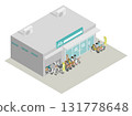Isometric bicycle repair shop building illustration (town bicycle shop) 131778648