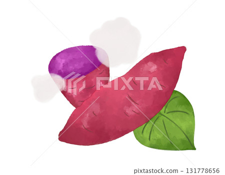 秋天的味道：蓬鬆的紫薯水彩插畫 131778656