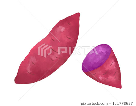 Autumn taste: watercolor illustration of purple sweet potato 131778657