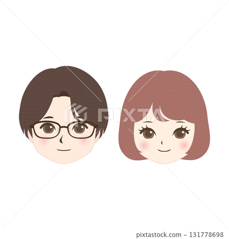 男性和女性的臉都朝前 131778698