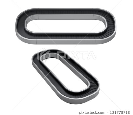 Set of Airport luggage conveyor belt from baggage claim area isolated on white background. 3d render of travel vacation concept. Set of Airport luggage conveyor belt from baggage claim area isolated on white background. 3d render of travel vacation concept. 131778718