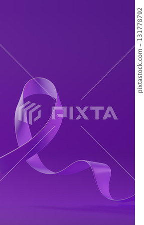 Purple Ribbon. Pancreatic Cancer Awareness Month. Vertical Web Banner, Design template for for posters, banners and social networks, infographic magazines or websites.  131778792