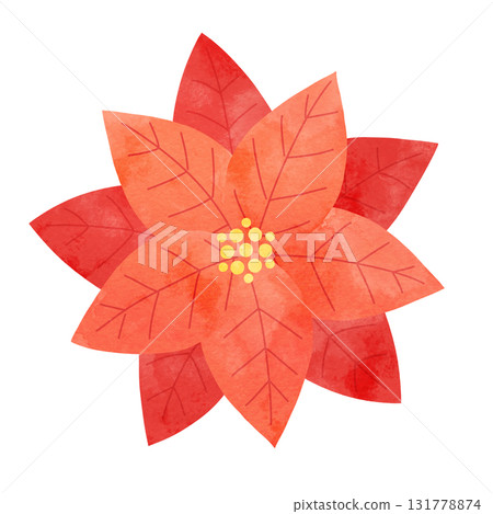 聖誕節一品紅的簡單水彩插圖 聖誕節一品紅的簡單水彩插圖 131778874