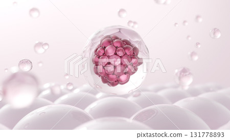 CG image of beauty ingredients from exosomes and stem cells acting on skin cells CG image of beauty ingredients from exosomes and stem cells acting on skin cells 131778893