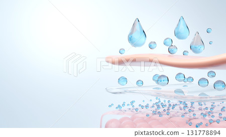 Hydration mechanism by which hyaluronic acid penetrates each layer of the skin CG copy space 131778894