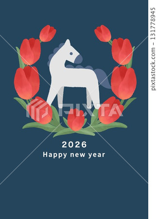 2026 Horse Year New Year's card template 2026 Horse Year New Year's card template 131778945