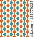 retro geometric pattern background with orange and teal ovals on cream, 1960s 1970s midcentury modern abstract design for textile wallpaper or decorative print stylish pattern art 131779225