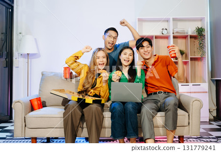 Celebrate friendship with delicious food, drinks, and cheerful moments indoors perfect 131779241