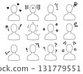 一組具有各種情緒的人的輪廓（上半身） 131779551
