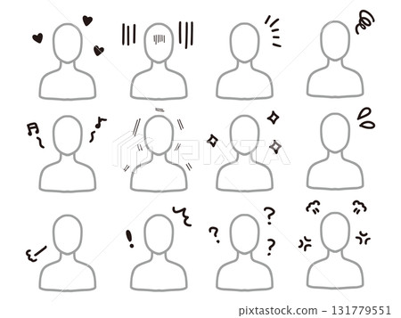 Set of silhouettes of people with various emotions (upper body) Set of silhouettes of people with various emotions (upper body) 131779551