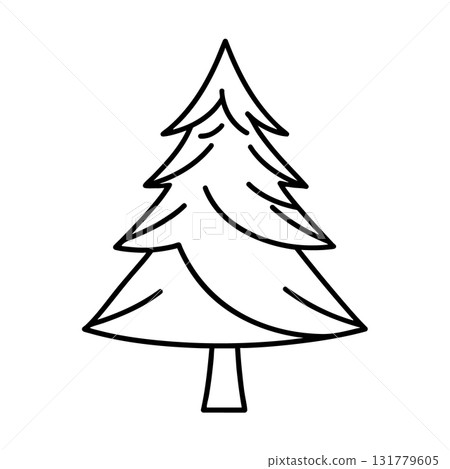 Simple Black Silhouette Christmas Tree Vector Graphic for Festive Design 131779605