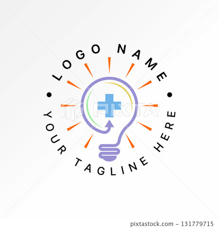 Logo design graphic concept creative premium vector stock image top sell bulb light line with up arrow and plus health smart brain progress strategy 131779715