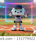 Cute robot umpire on the field: Future baseball technology images Cute robot umpire on the field: Future baseball technology images 131779922