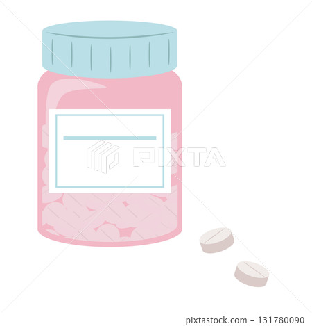 Illustration of over-the-counter medicine in a bottle Illustration of over-the-counter medicine in a bottle 131780090
