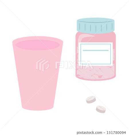 Illustration of over-the-counter medicine in a bottle 131780094