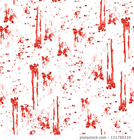 Blood splatters and stains seamless pattern. Red blots of watercolor illustration isolated from background Realistic bloody splatters for Halloween Drop for blood concept. Design for fabric, packaging Blood splatters and stains seamless pattern. Red blots of watercolor illustration isolated from background Realistic bloody splatters for Halloween Drop for blood concept. Design for fabric, packaging 131780110