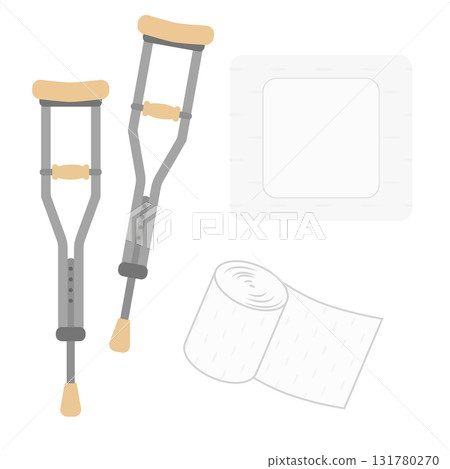 拐杖、繃帶和補丁插圖集 131780270