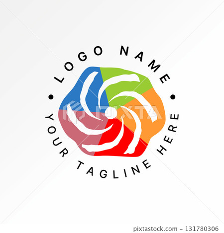 Logo design graphic concept creative premium vector stock image top sell abstract of wind swirls children on 5 colour tornado arctic drawn hobby happy 131780306