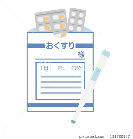 藥袋和溫度計插圖集 藥袋和溫度計插圖集 131780337