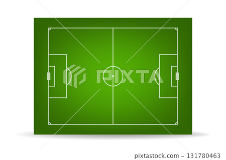 Soccer Field Set, Vector Illustration. Green Soccer Field Top View. Soccer Field Layout, Football Pitch Markings, Stadium, Board Background 131780463